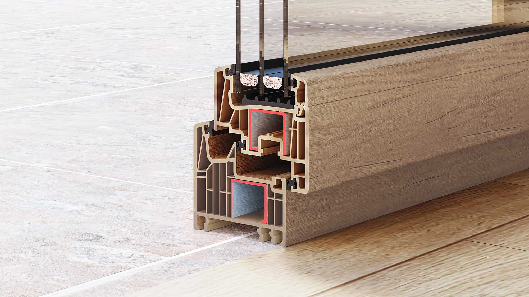 Refuerzo de acero y PVC reciclable